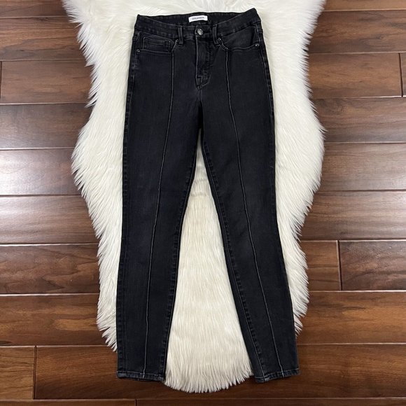 Good American Women's Size 4 / 27 Washed Black Seamed Good Legs Denim Jeans - Picture 1 of 8